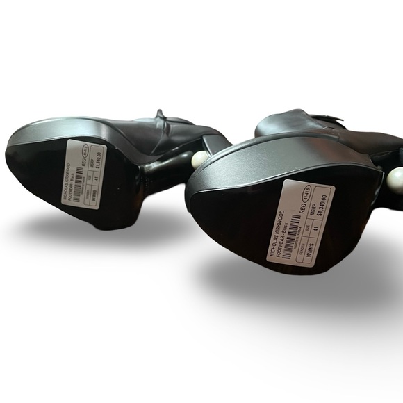 New Nicholas Kirkwood Miri platform black leather ankle boot faux pearl size 10 - Picture 11 of 12